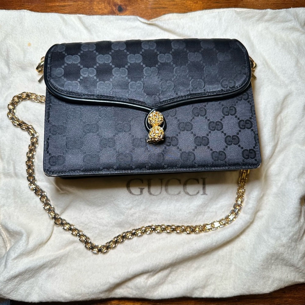 Gucci GG Embellished Shoulder Bag with Gold Accents